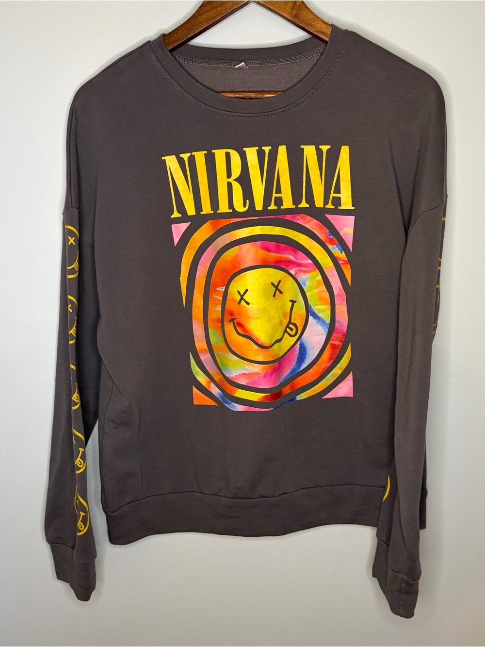 Nirvana Graphic Sweatshirt - Grey Tie-Dye Brand Unknown Size M - Picture 2 of 7